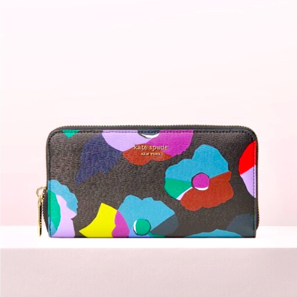 Kate Spade, Spencer Floral Collage Zip-around Continental Wallet, NEW With Tags